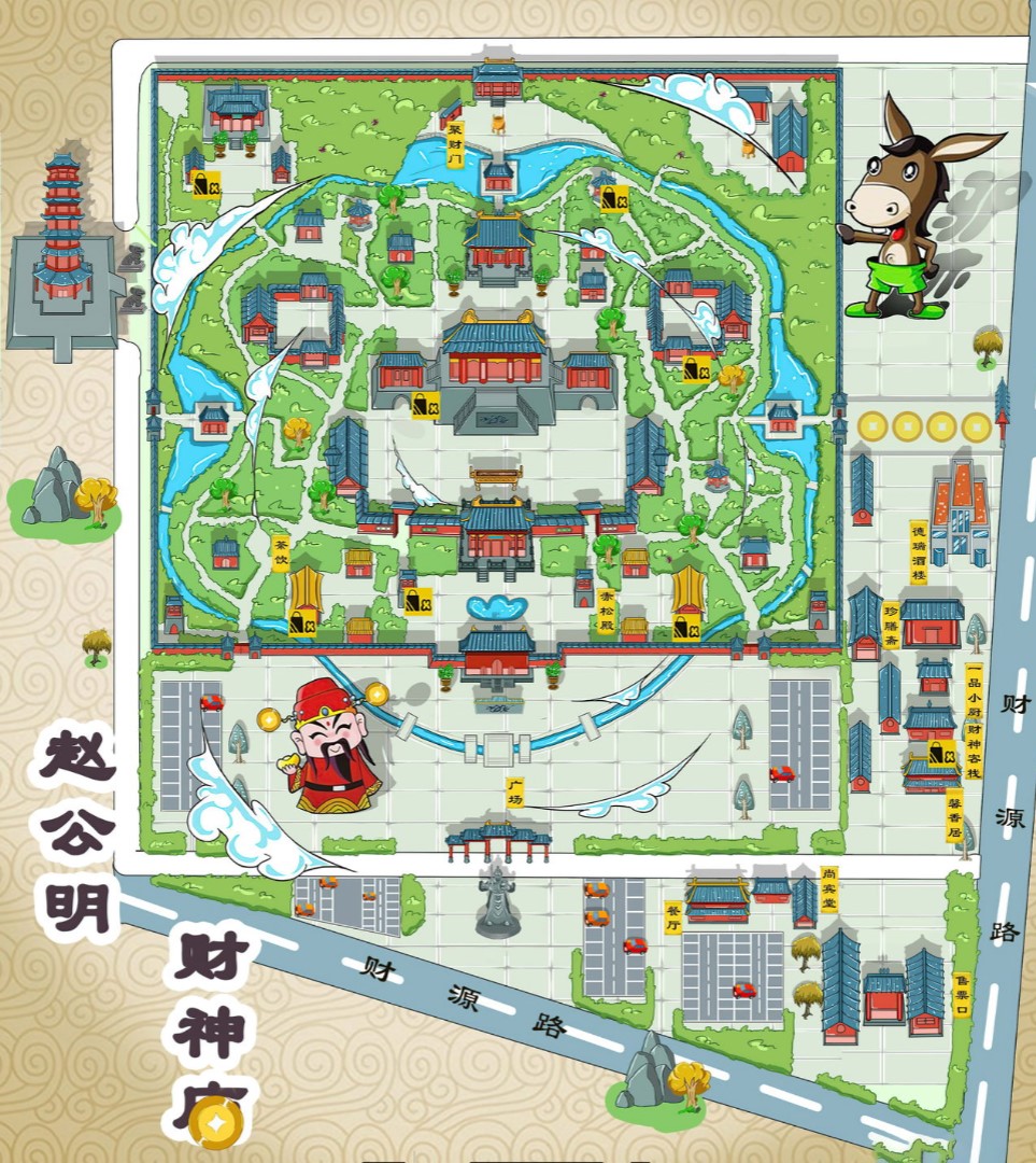 盘锦寺庙类手绘地图